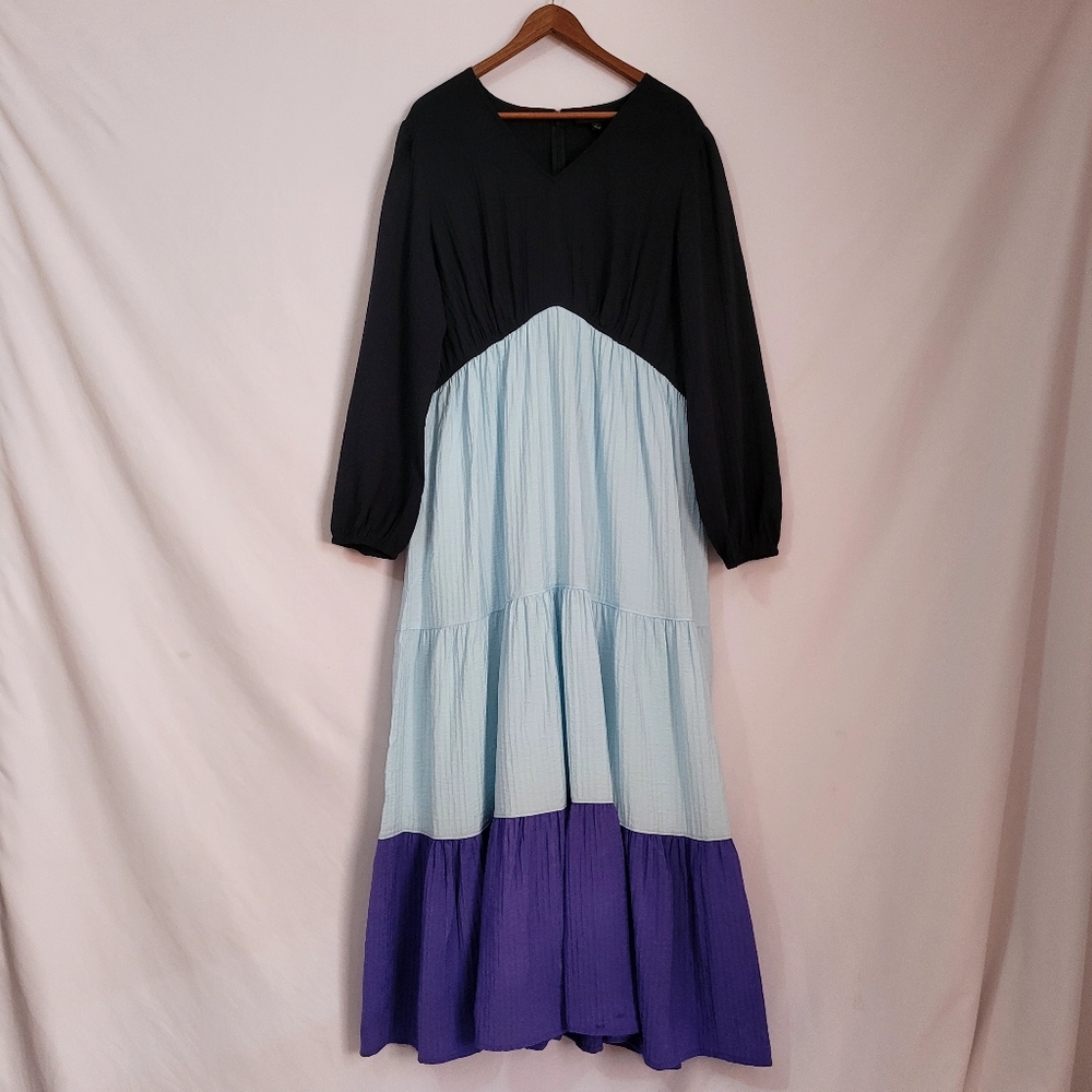 Lane Bryant Colorblock Crepe Maxi Dress Size 18
